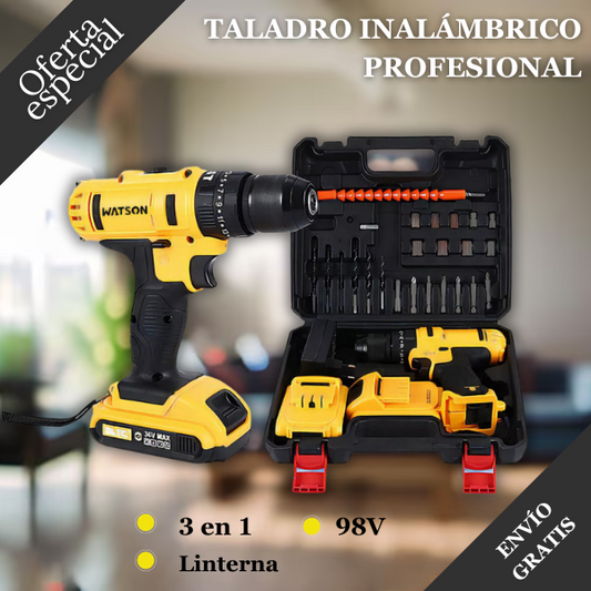 TALADRO INALÁMBRICO PROFESIONAL 98v + 2 Baterias